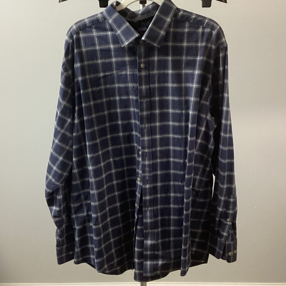 Charles Tyrwhitt Navy and White Check Shirt